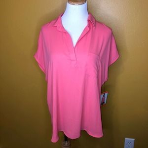 Pleione Pink V-Neck Shirt, NWT, XXL